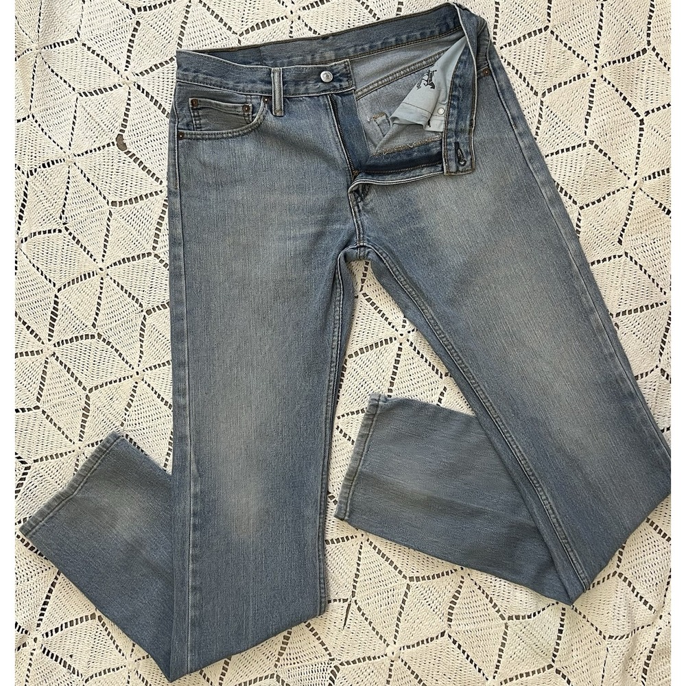 100% Cotton Levis 505 Straight Leg Jeans 31x36 Light Vintage Faded Denim USA 90s
